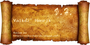 Valkó Henrik névjegykártya