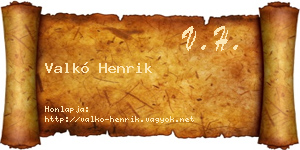 Valkó Henrik névjegykártya